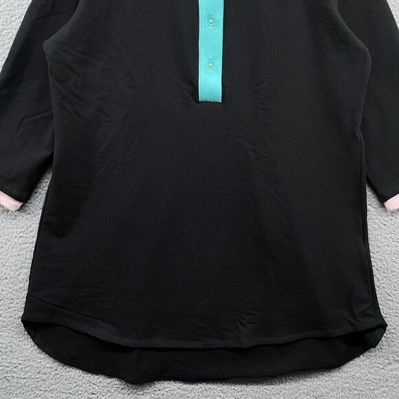NWT Lobo Maul Polo Shirt 3/4 Sleeve Contrast Trim Collar Black Pink Teal Large - Picture 3 of 11